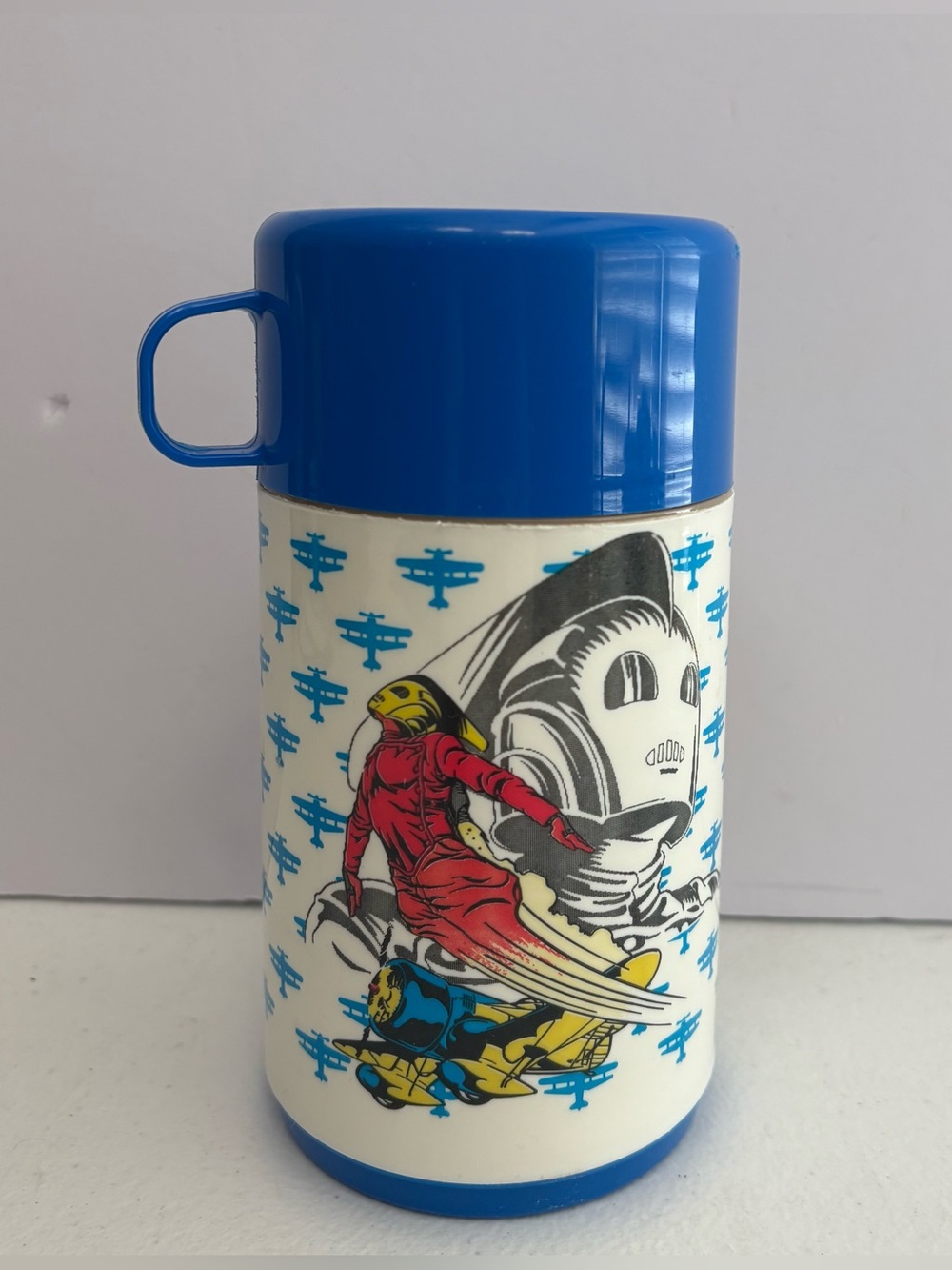 The Rocketeer Vintage Plastic Thermos 1991 Aladdin Blue